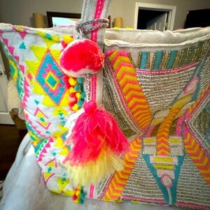 Colorful Embroidered Tote Bag